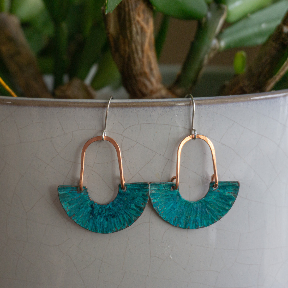 Verdigris Ripple Earrings