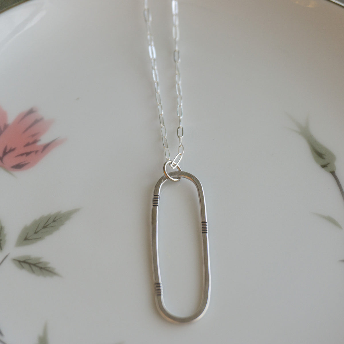 Silver Oval Necklace