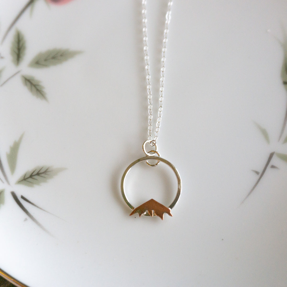 Mixed Metal Mountain Hoop Necklace