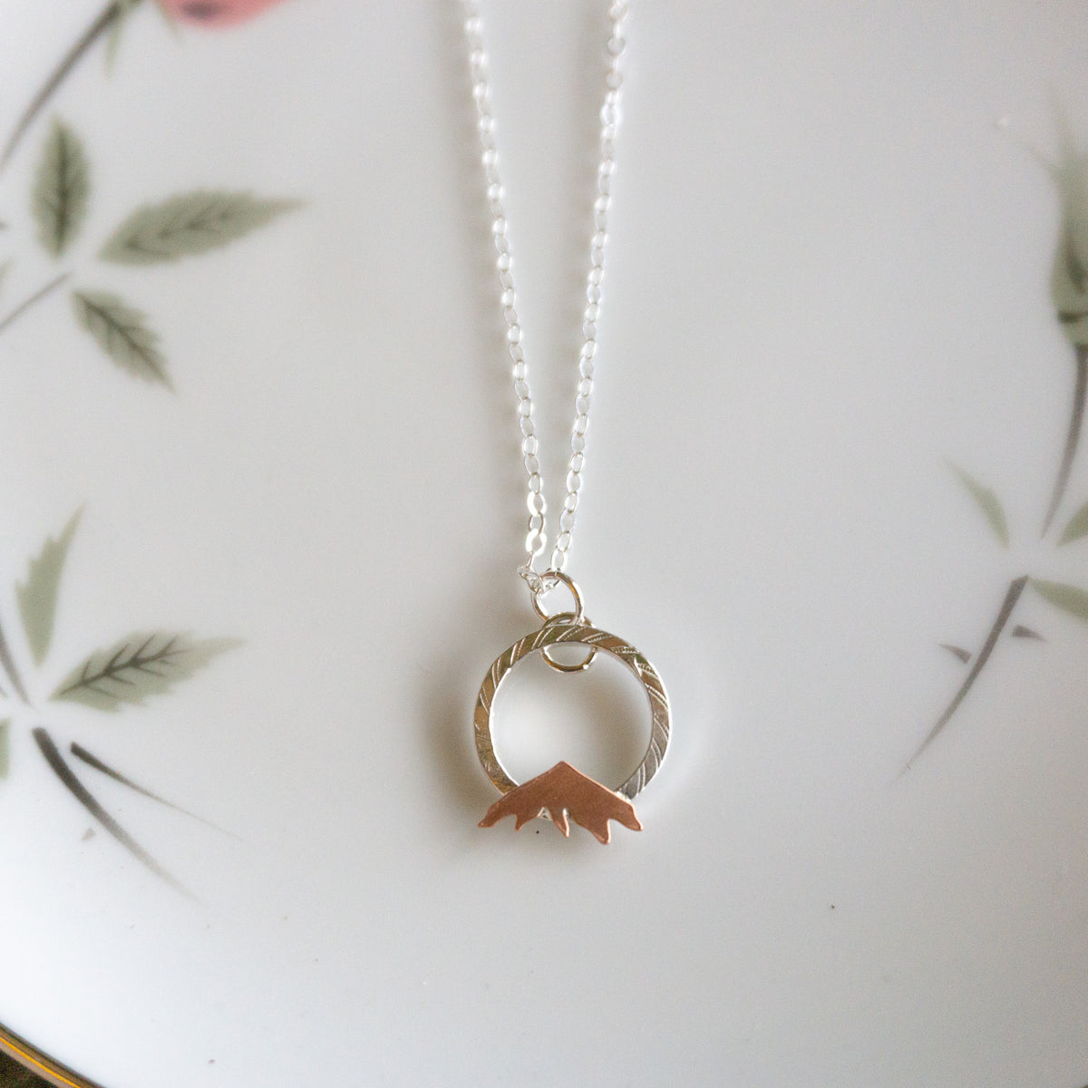 Mixed Metal Mountain Hoop Necklace
