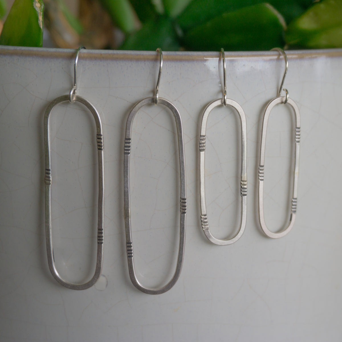 Silver Oval Earrings