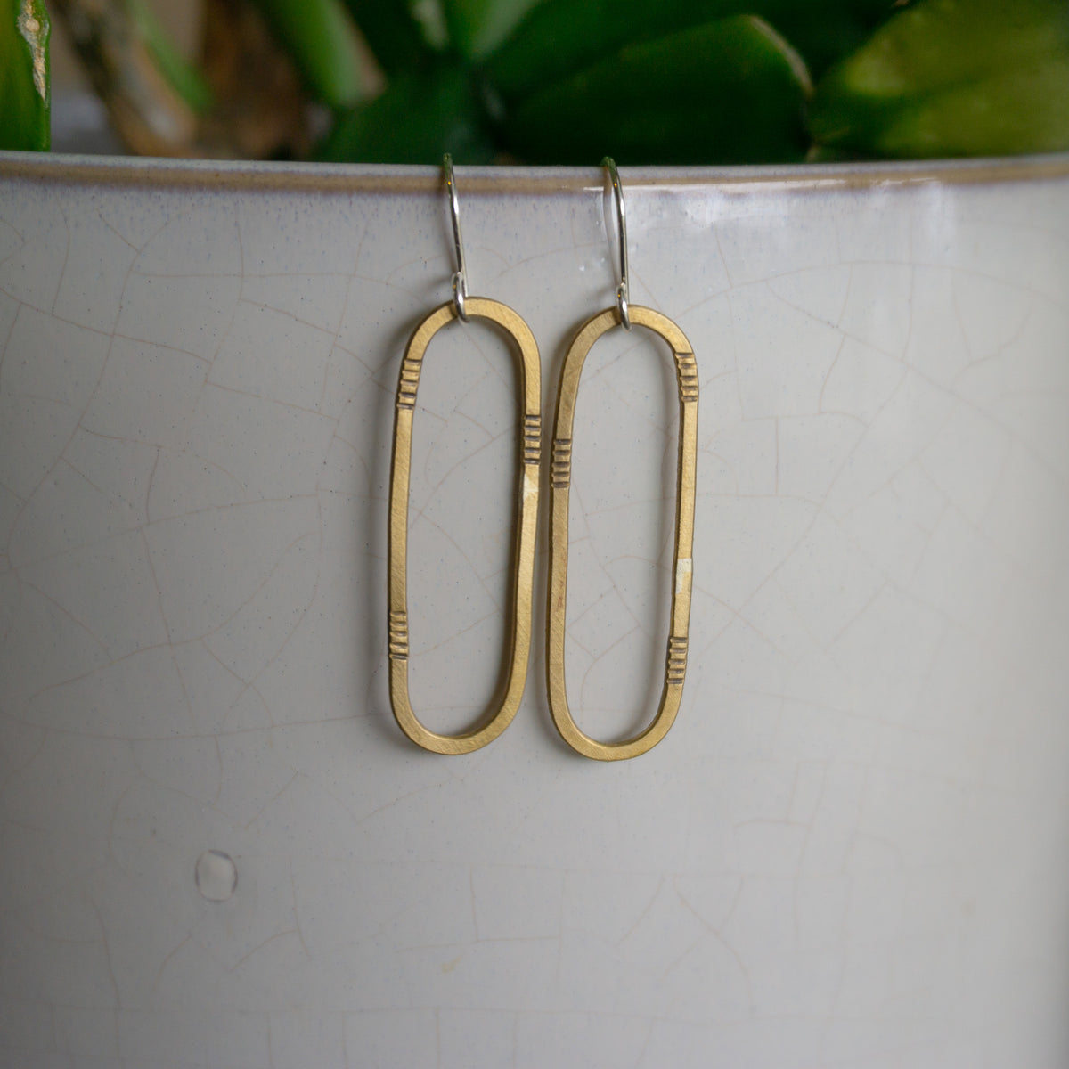 Brass Oval Earrings