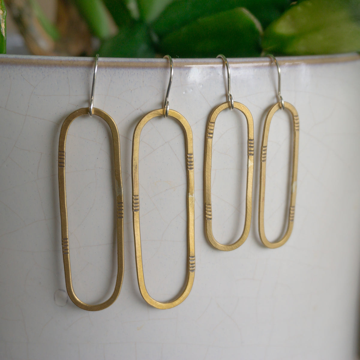 Brass Oval Earrings