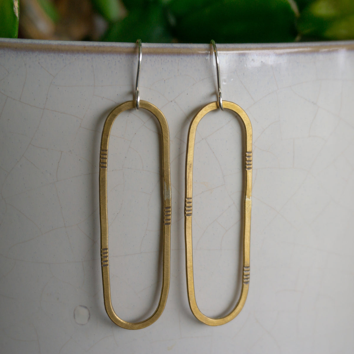 Brass Oval Earrings