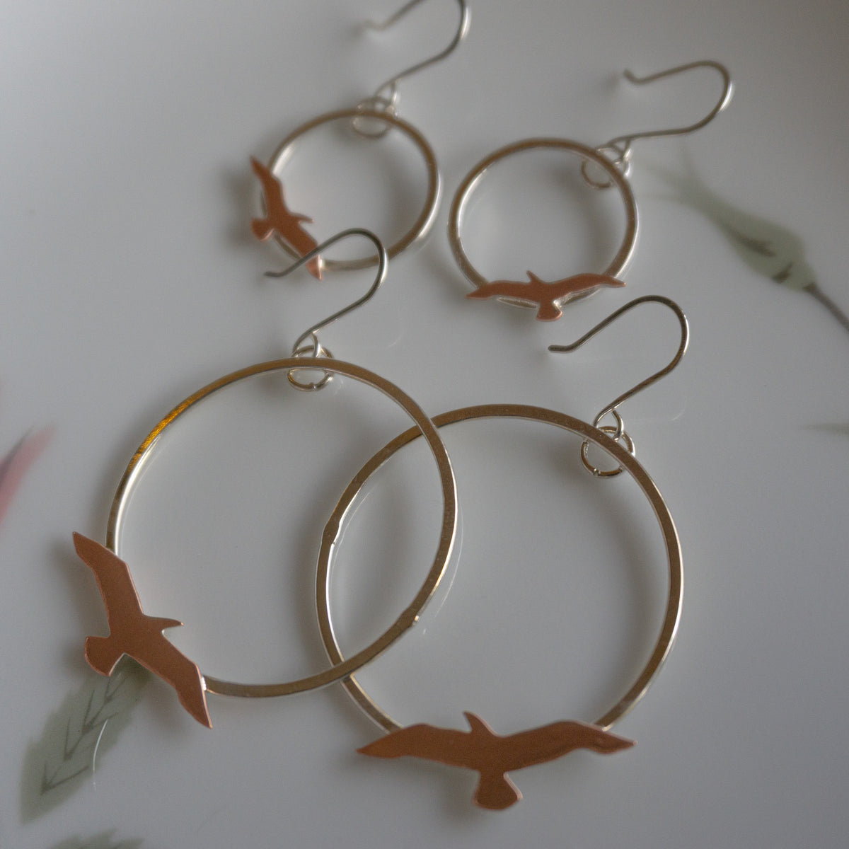 Mixed Metal Soaring Bird Earrings