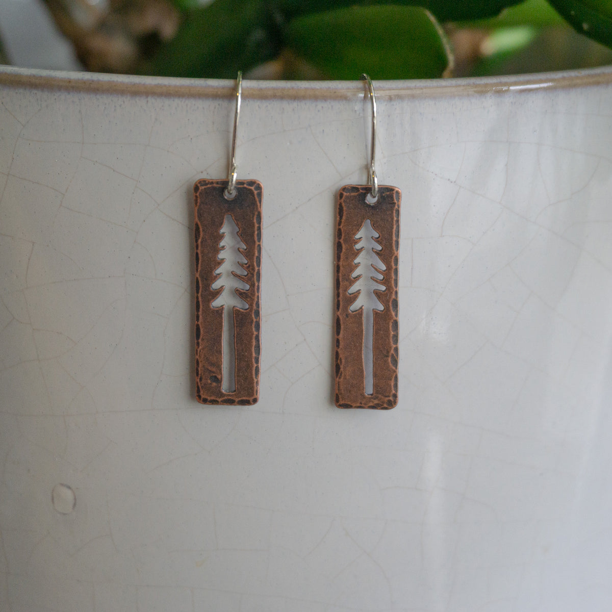 Cutout Copper Tree Earrings