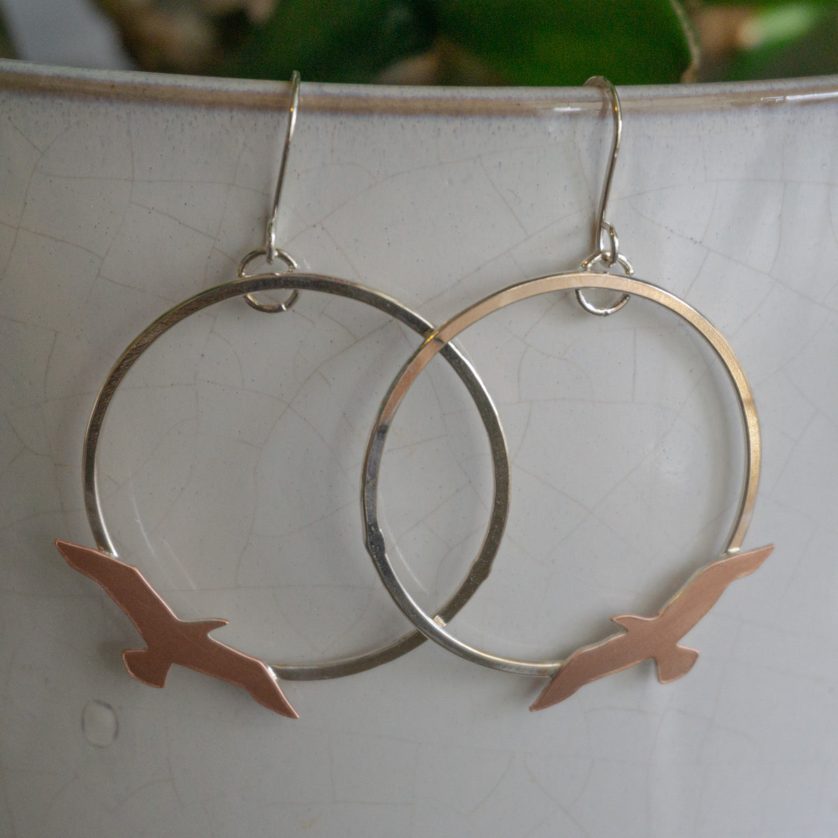Mixed Metal Soaring Bird Earrings