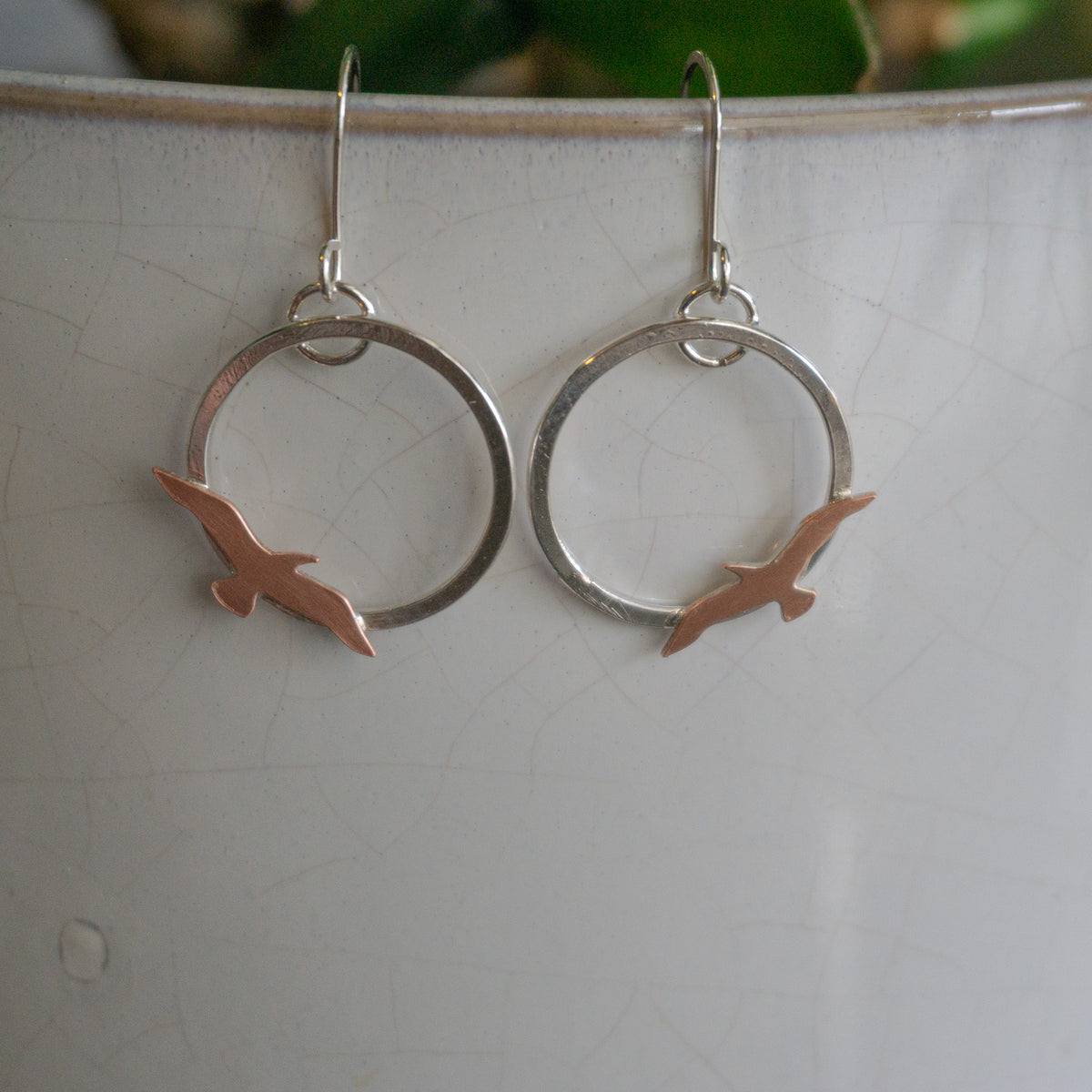 Mixed Metal Soaring Bird Earrings