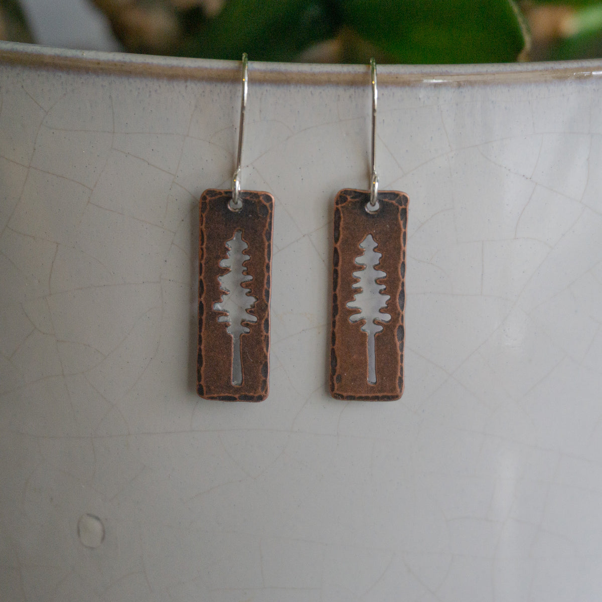 Cutout Copper Tree Earrings