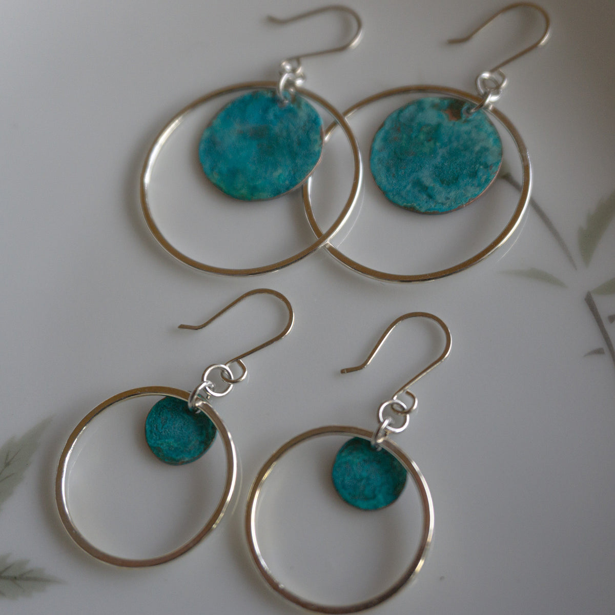 Verdigris Sterling Silver Hoops