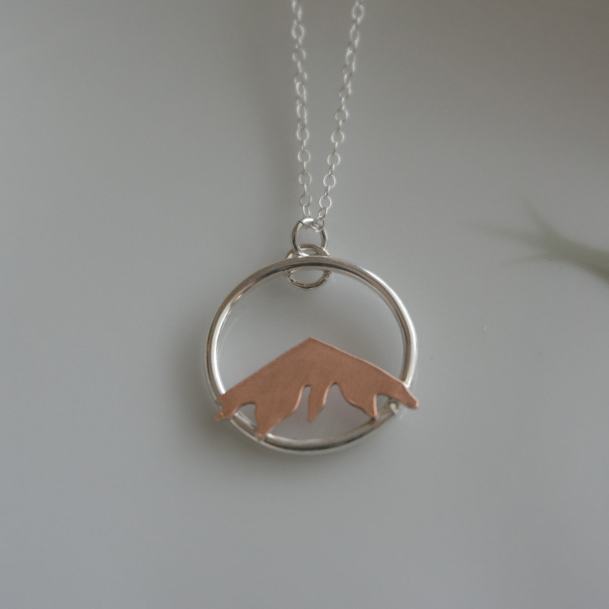 Mixed Metal Mountain Hoop Necklace