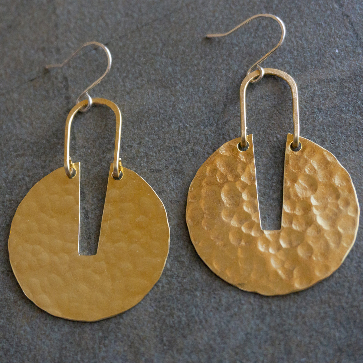 Kinetic Brass Sundial Earrings