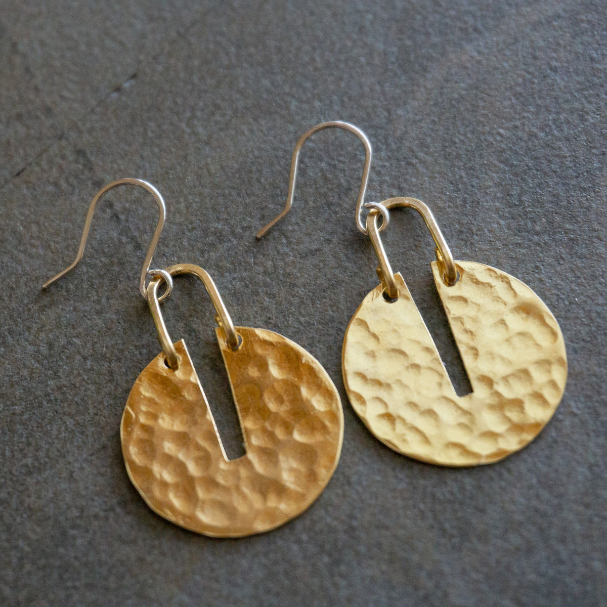 Kinetic Brass Sundial Earrings