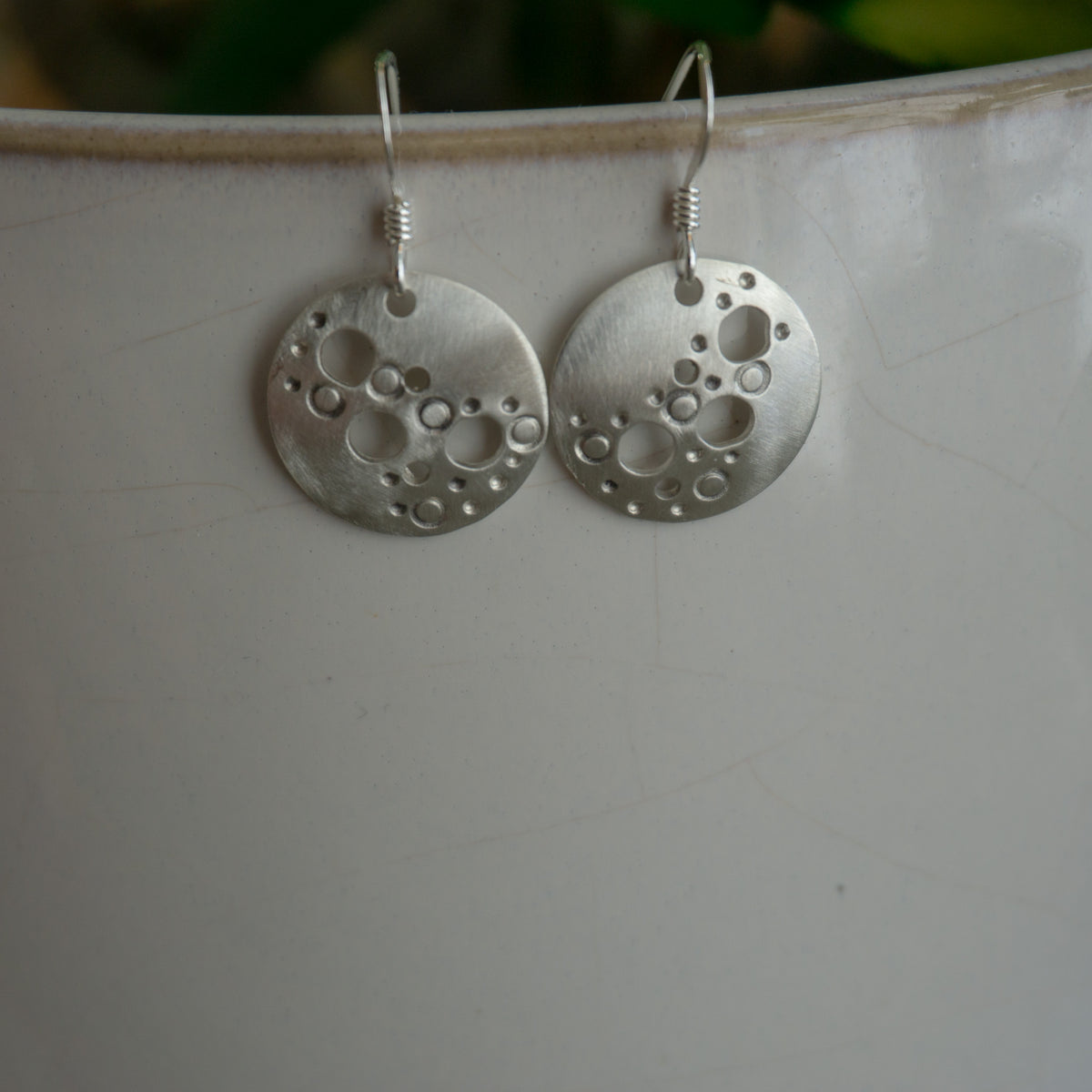 Moon Phase Round Sterling Earrings