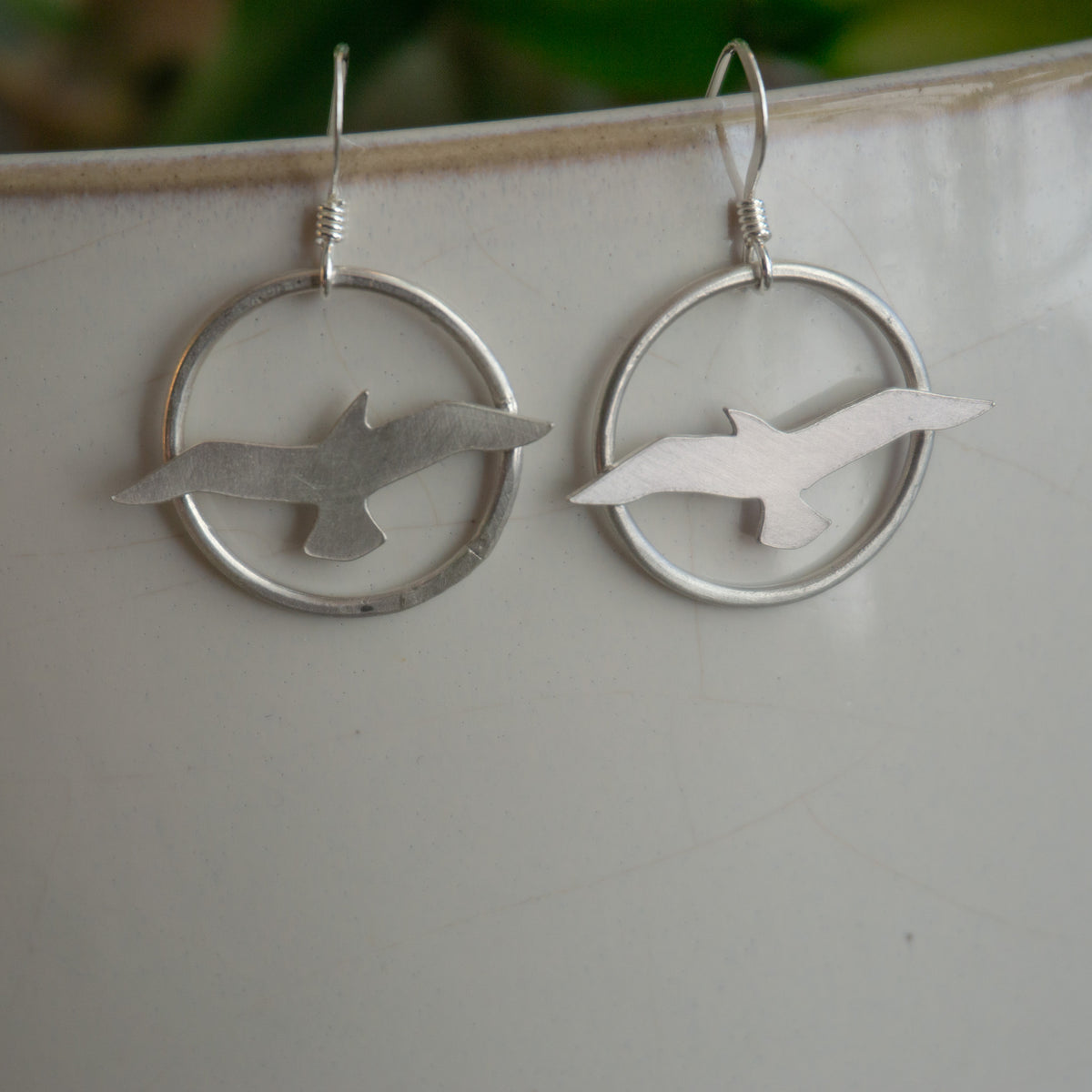 Sterling Silver Bird Hoop Earrings