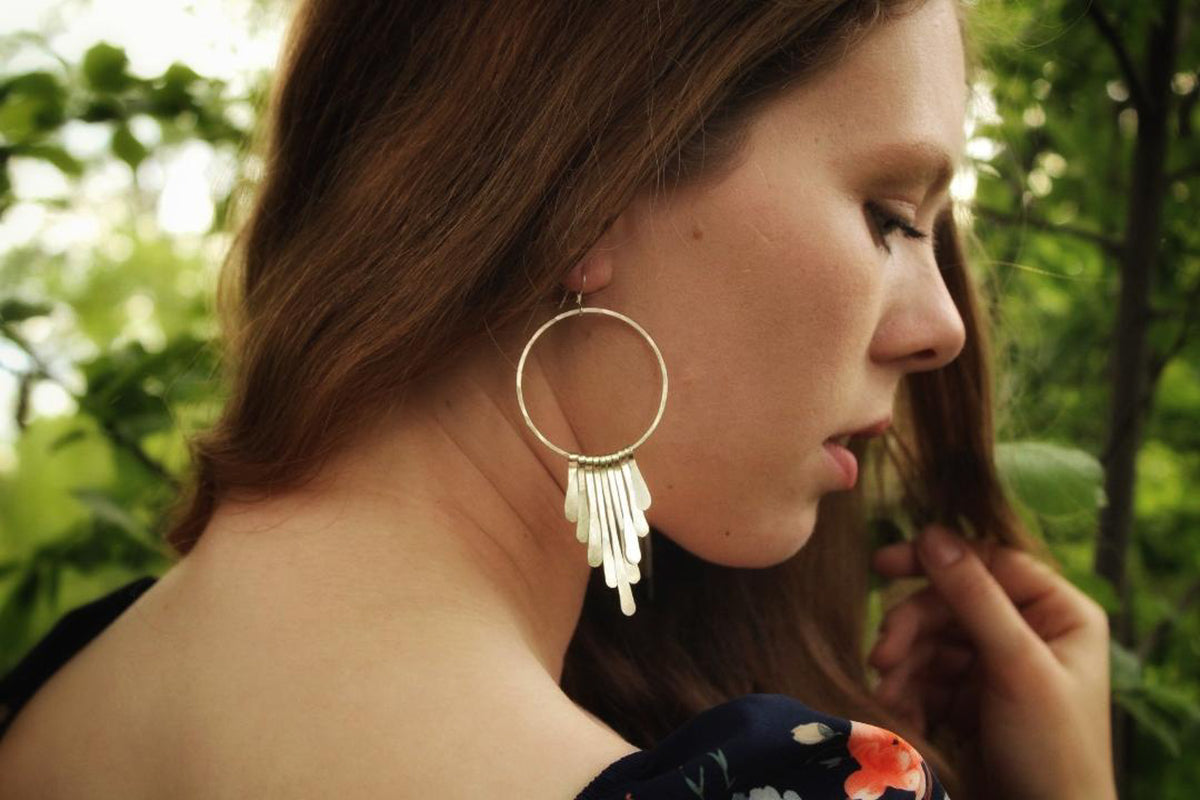 Kinetic Fringe Fan Earrings - Large