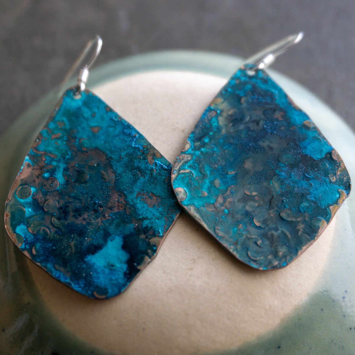 Verdigris Large Diamond Earrings