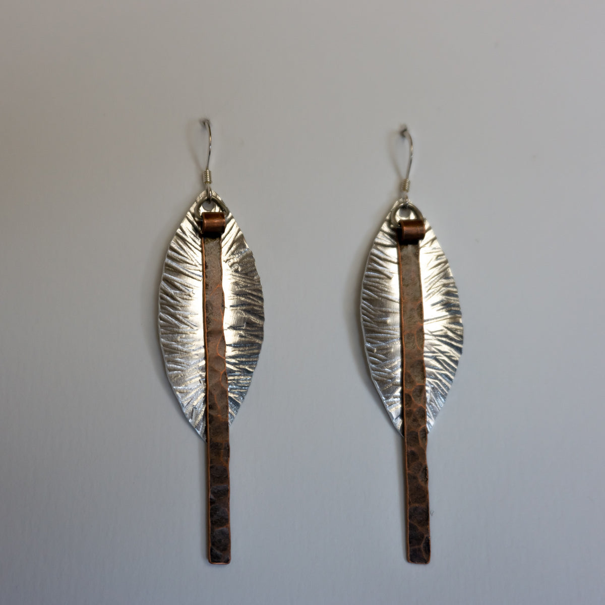 Wide Aluminum and Copper Feather Earrings