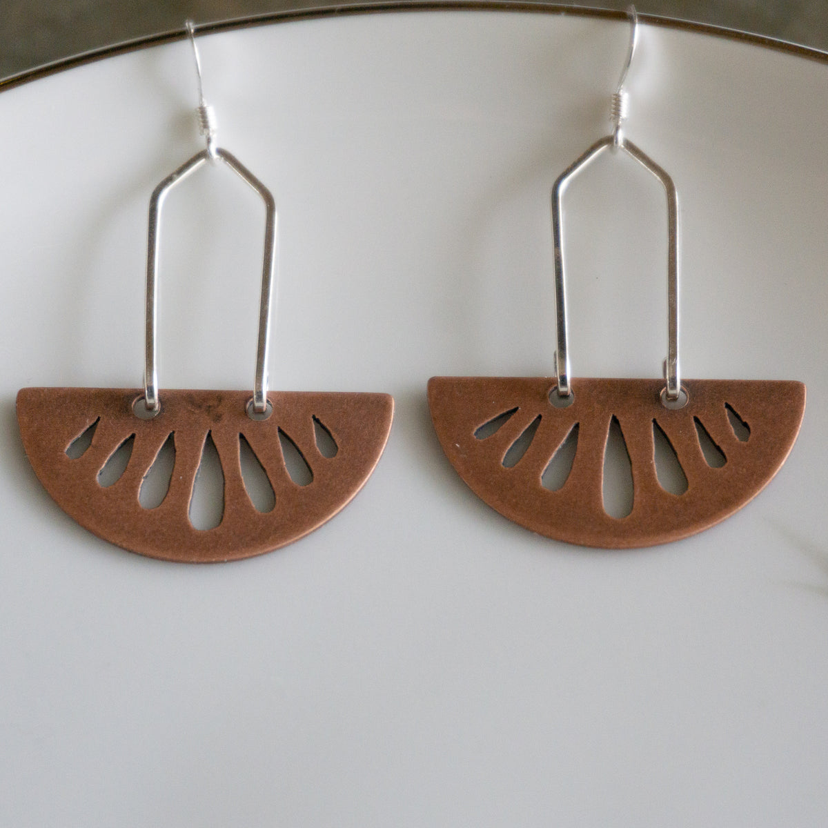 Large Half Moon Chandelier Earrings
