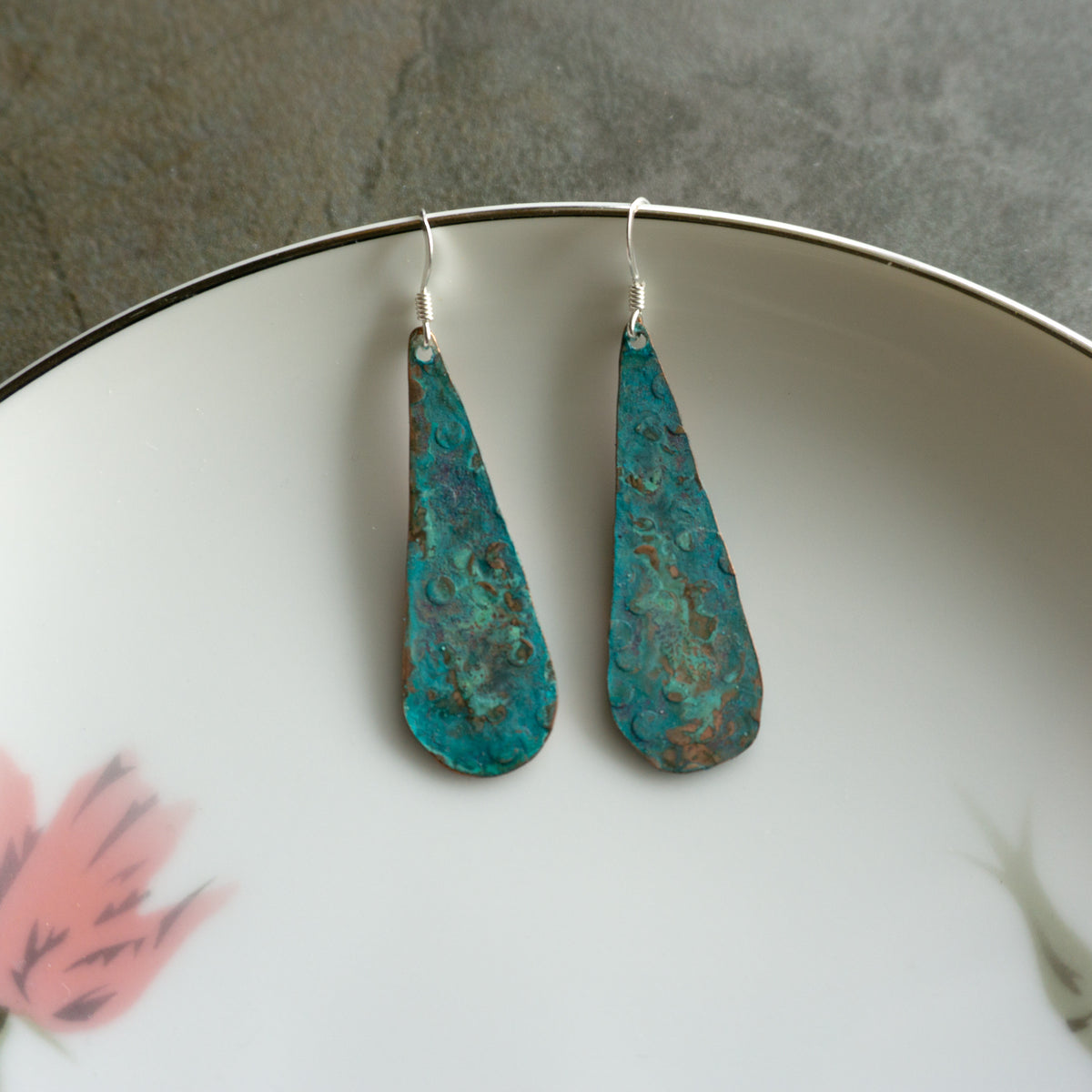 Verdigris Medium Drop Earrings