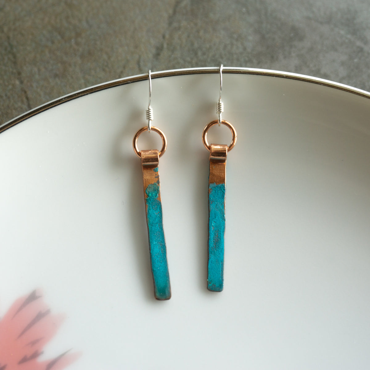Verdigris Short Stick Earrings