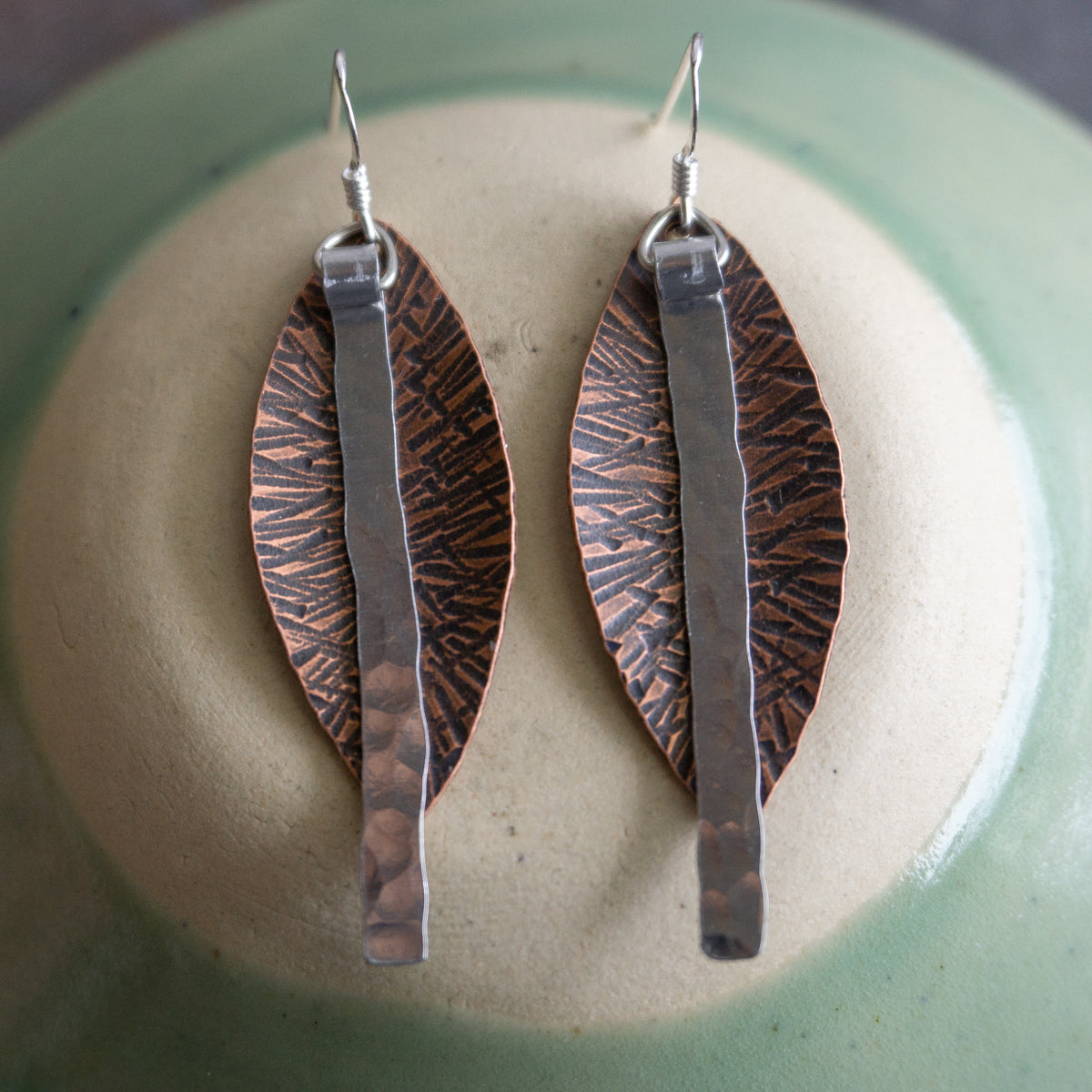 Copper Wide Feather Earrings