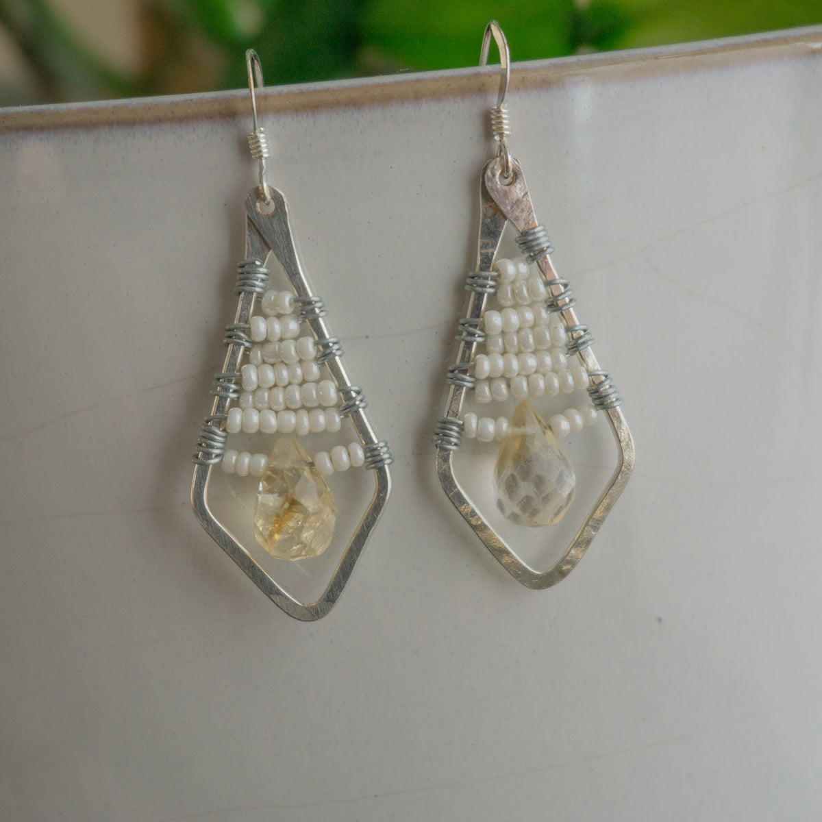 Soiree Earrings - Small Silver &amp; Citrine