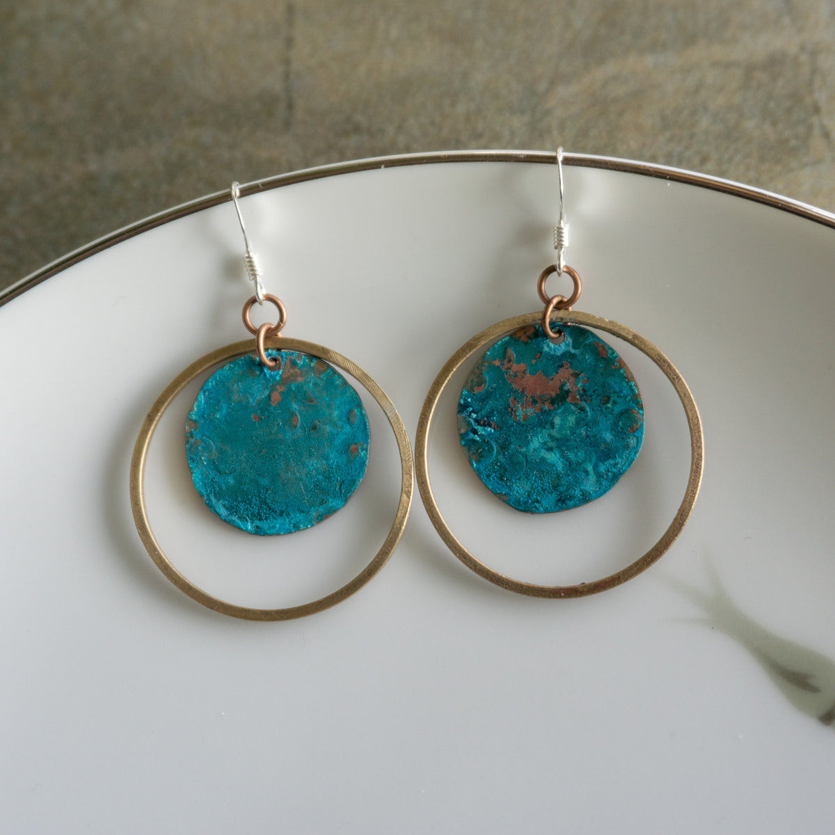 Verdigris Brass Hoops