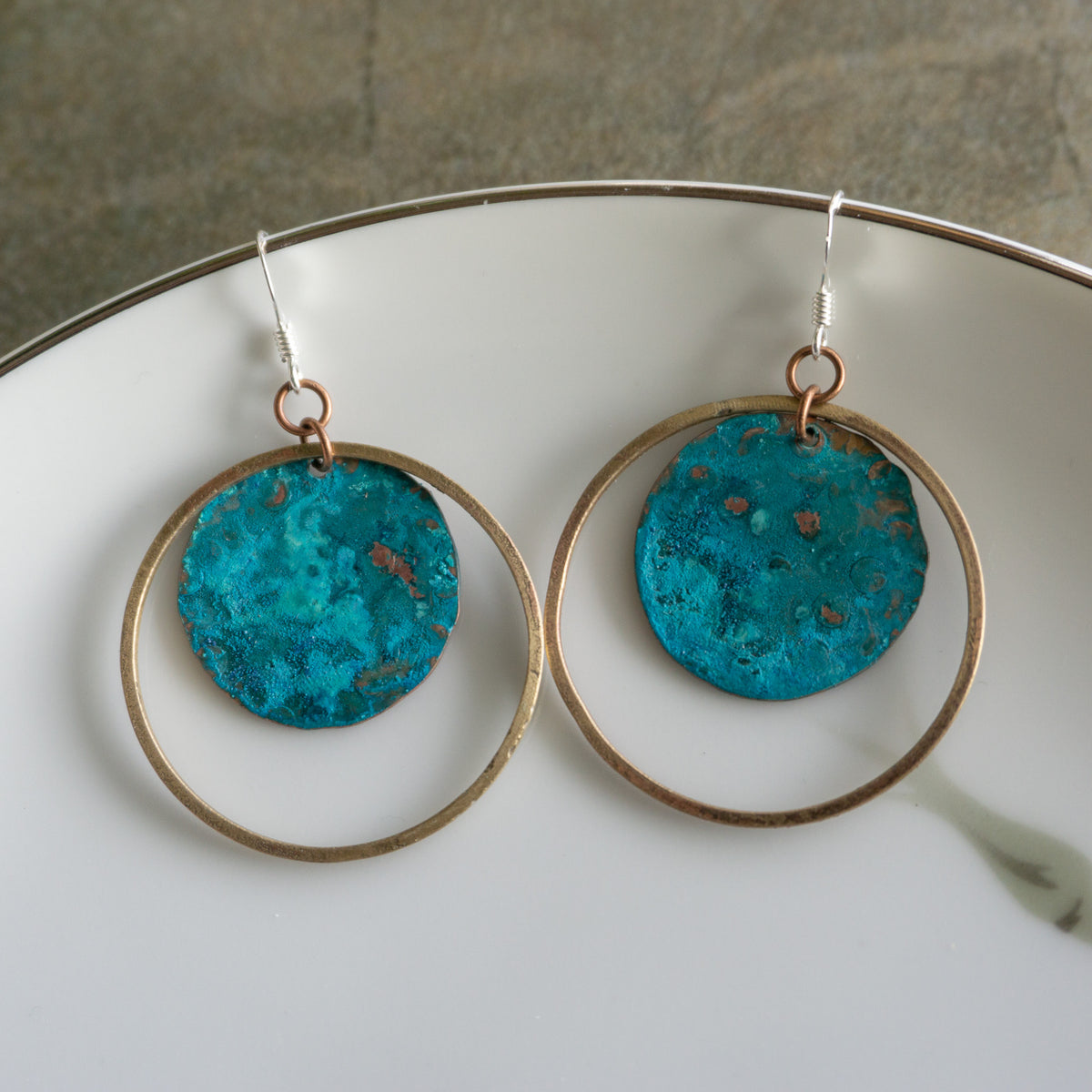 Verdigris Brass Hoops
